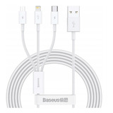 Cabo Baseus 3 In 1 Lightning + Tipo-c + Micro-usb 1.5m 3.5a Cor Branco