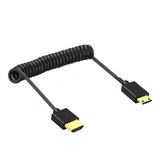 Cabo Câmera Monitor Mola Espiral Hdmi X Mini-hdmi 2.0 4k