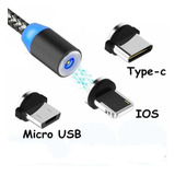 Cabo Carregador Magnético 3x1 iPhone Tipo C Micro Usb Rápido