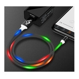 Cabo Carregador Magnético Rgb Led 3 Em 1 Tipo C Ios Android