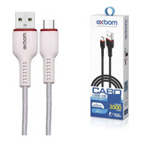 Cabo Carregador Rápido Usb Tipo C 3 Metros Reforçado Nylon Cor Preto