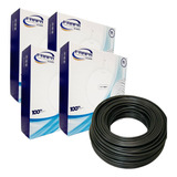 Cabo Cftv Externo Preto Coaxial Dupla Blindagem 100m Kit 4un
