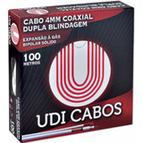 Cabo Coaxial 4mm Rirotec Cftv Flexivel Rolo 100 Metros Dupla Blindagem + Bipolar 2 Vias Awg 80% Malha Para Cameras De Segurança