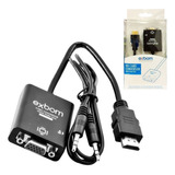 Cabo Conversor De Hdmi Para Vga Com P2 1080p Tv, Pc, Dvd