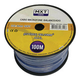 Cabo De Microfone Rolo 100m Azul Estereo Blindado + Carretel