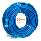 Cabo De Rede 50 Metros Lan Internet Crimpado Rj45 Cat5e Azul