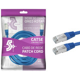 Cabo De Rede Blindado 5m Ethernet Rj45 Cat5e Azul 5 Metros +