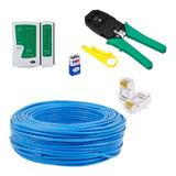 Cabo De Rede E Internet 200 Metros, Testador Rj45, Alicate De Crimpar, 50 Conector De Rede Rj-45 E Decapador De Cabo