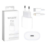 Cabo E Fonte Compatível Usb-c Lightning iPhone 7 8 Se X Xr 11 12 13pro Power 20w Cor Branco