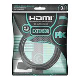 Cabo Extensor Hdmi 2.0 Macho X Fêmea Ultra Hd 4k 2 Metros