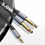 Cabo Extensor P2 3.5mm Para Duplo P10 6.5mm Mono 5 Metros