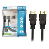 Cabo Hdmi Pix 3 Metros 2.0 4k 19 Pinos 018-2223 