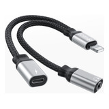 Cabo Lightning Adaptador Para iPhone Duplo + P2 Áudio Fone 