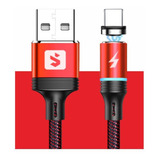 Cabo Magnetico Android Tipo C Usb Dados Carregador Reforçado Cor Vermelho