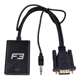 Cabo Mini Conversor Vga Para Hdmi Com Áudio Vídeo Full Hd F3