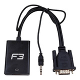 Cabo Mini Conversor Vga Para Hdmi Com Áudio Vídeo Full Hd F3
