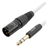 Cabo P10 Stereo Trs - Xlr Macho 2m Branco Ofc Ouro Pro Audio