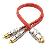 Cabo Rca Y Dupla Blindagem Cobre Vermelho 5mm 2macho 1 Fêmea