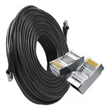 Cabo Rede Cat6 Preto 50m Metros Net Lan Utp Pronto Usar Uso