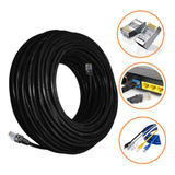 Cabo Rede Preto 60 Metros Uso Interno Externo Rj45 Crimpado