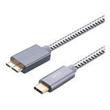 Cabo Usb C Para Micro-b 3.0 30 Cm Nylon Ultra Resistente Cor Cinza