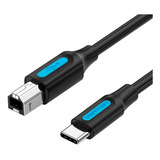 Cabo Usb C Vention Para Usb B 2.0 Impressora Pc Dell 1m
