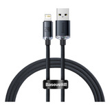 Cabo Usb P/ Lightning Baseus Crystal Shine Fast 2.4a 1,2m Cor Preto