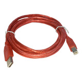 Cabo Usb Tipo A / B 2.0 Vermelho 3m Impressora Scanner 