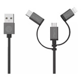 Cabo Usb Tipo A 3 Em 1 Lightning/micro Usb/tipo C - Lity Cor Preto