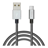 Cabo Usb Tipo C Carregador Dados Metalico Reforçado Android Cor Prata