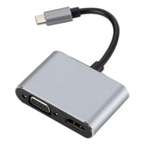 Cabo Usb-c 2 Em 1 Usb C Tipo Ac Hdmi Vga 1080p Hub Usb3.0