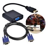 Cabo Vga Monitor + Adaptador Hdmi Vga Tv Pc Note Kit Barato