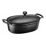 Caçarola De Ferro Fundido Oval Com Alça Tampa De Ferro 5,0