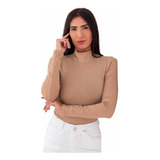 Cacharrel Blusa Feminina Manga Longa Inverno Frio Gola Alta 
