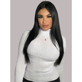 Cacharrel Blusa Tricot Lã Feminina Canelada Grossa Seg Pele