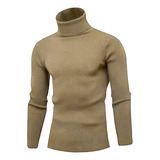 Cacharrel Blusa Tricot Lã Masculina Canelada Gola Alta Re765