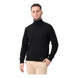 Cacharrel Blusa Tricot Lã Masculina Canelada Gola Alta Trico