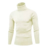 Cacharrel Masculina Canelada Gola Alta Tricô Blusa Lã Suete