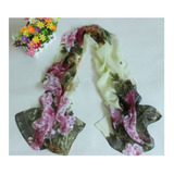 Cachecol Echarpe Lenço Flor Rosa Para Pescoço Chiffon 