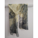 Cachecol Echarpe Lenço P/ Pescoço Chiffon Amarelo Estampado