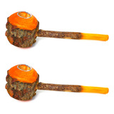 Cachimbo De Angico Artesanal Xamanico Indigena Kit 2 Und