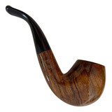 Cachimbo De Madeira Envernizada Curvo Com Piteira De Chifre