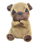 Cachorro De Pelúcia Pug Marrom 16 Cm Altura Sentado 