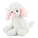 Cachorro Poodle Em Pelúcia Branco Com Detalhes Rosa 20 Cm