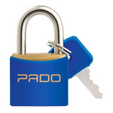 Cadeado Pequeno Pado Lt 20mm Azul Latão Mala Mochila Armário