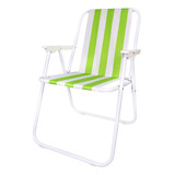 Cadeira Alta Praia Piscina Relax Reclinável Camping Varanda Cor Verde-claro