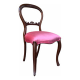 Cadeira Antiga Vintage De Jantar Cor Rosa Em Madeira Maciça
