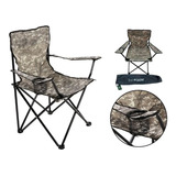 Cadeira Araguaia Pesca Camping Camuflado Dobravel Com Bolsa