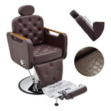 Cadeira Barbeiro Poltrona Salão Reclina Dubai Barber Luxo Cor Preto Forma Da Base Redonda Tipo De Encosto Reclinável