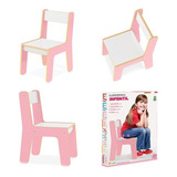 Cadeira Cadeirinha Infantil Madeira Mdf Rosa Junges